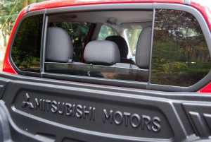 Mitsubishi L200 Trojan Red Rear Window